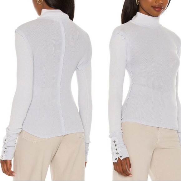 WE THE FREE Free People Women’s Jojo long sleeve thermal Light Blue Knit Medium - Picture 2 of 8